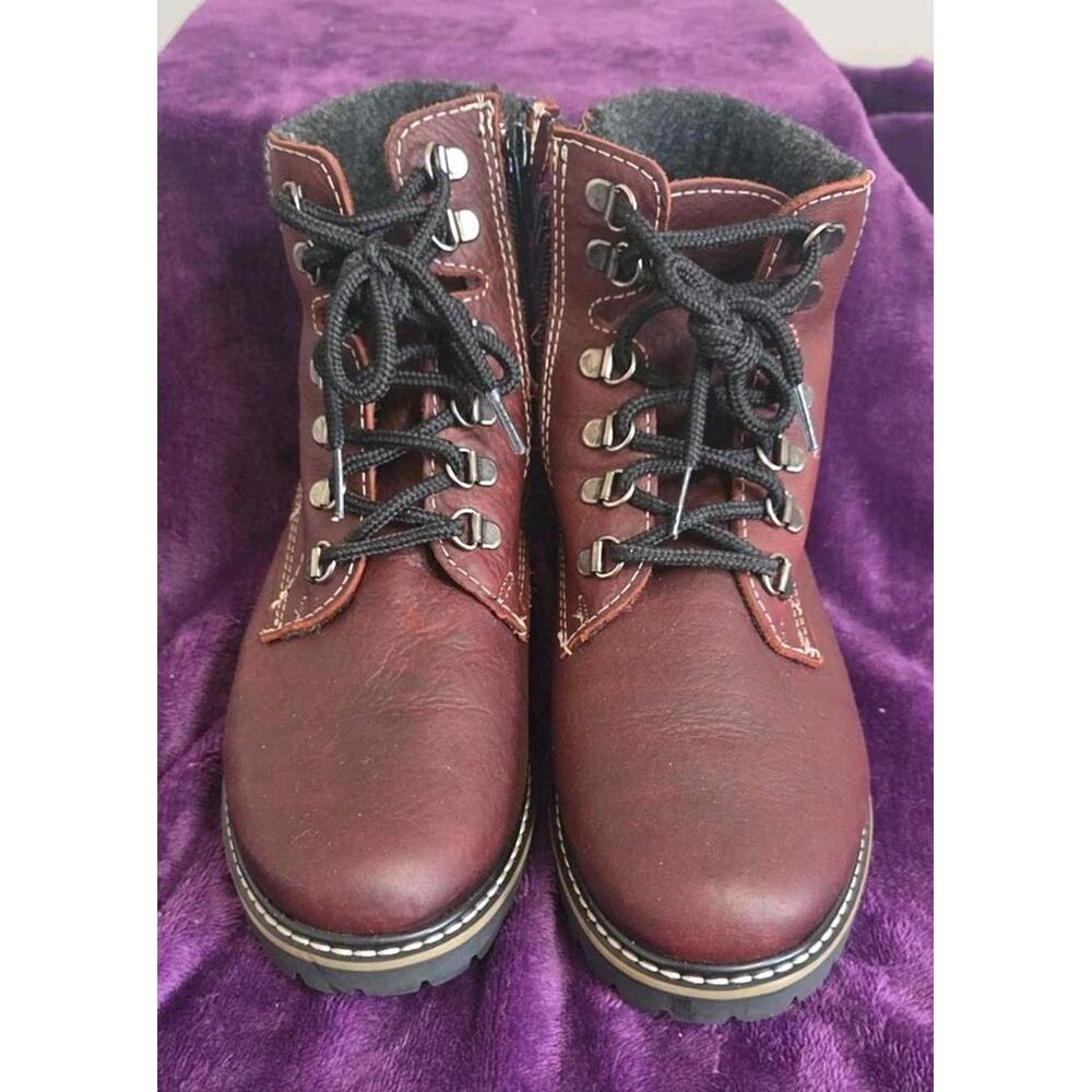 MARTINO AMI  Women's SZ 7.5W Brown Leather  Side Zip Ankle Boots - Picture 3 of 7
